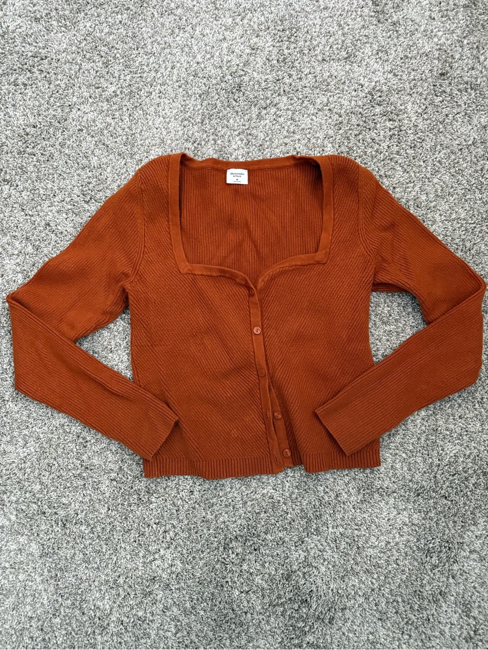 Abercrombie & Fitch Rust Ribbed Cropped Cardigan